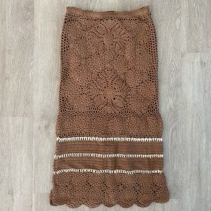 Free People Salty Point Crochet Midi Skirt